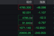 金银高位跳水！黄金再度失守4800关口 专家提示短期回调风险