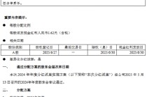 中国平安：拟于6月30日每股派发现金红利1.62元