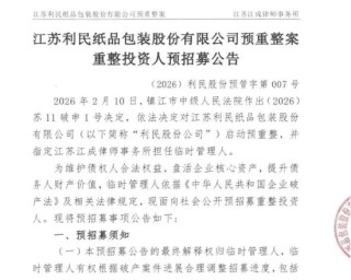 江苏利民纸品被裁定预重整：10家子公司、30亿项目压顶，新三板明星走到生死线 | 长三角资本局