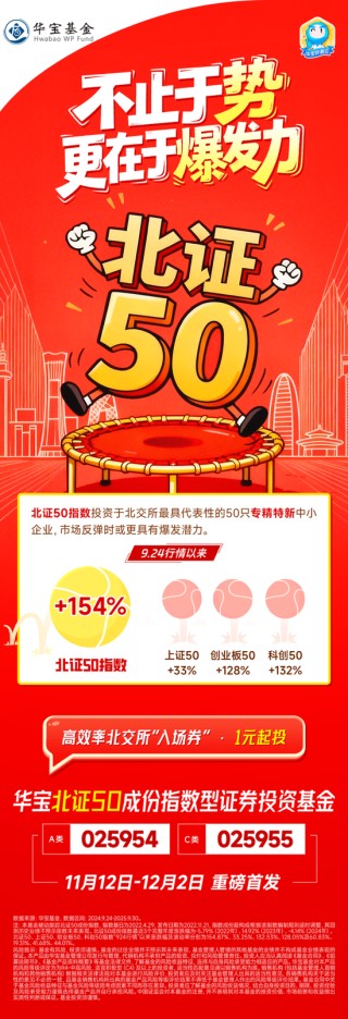 最低1元可投北交所！华宝北证50成份指数基金首发，轻松布局北交所优质资产