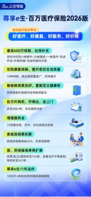 “尊享e生2026版”全新升级：“治疗+康复”全程守护，打破百万医疗险同质化