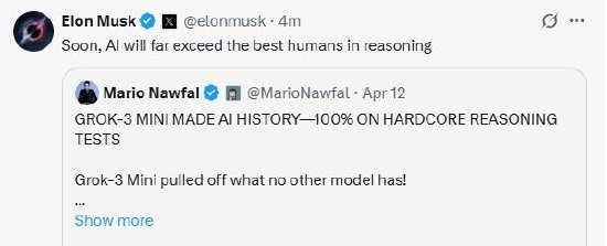 马斯克连发三条人工智能预测:实现完全自动驾驶、推理能力远超人类、预测未来 第2张 马斯克连发三条人工智能预测:实现完全自动驾驶、推理能力远超人类、预测未来 第2张