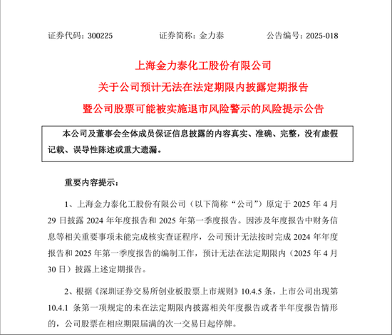 年报“难产”!300225或“披星戴帽” 第1张 年报“难产”!300225或“披星戴帽” 第1张