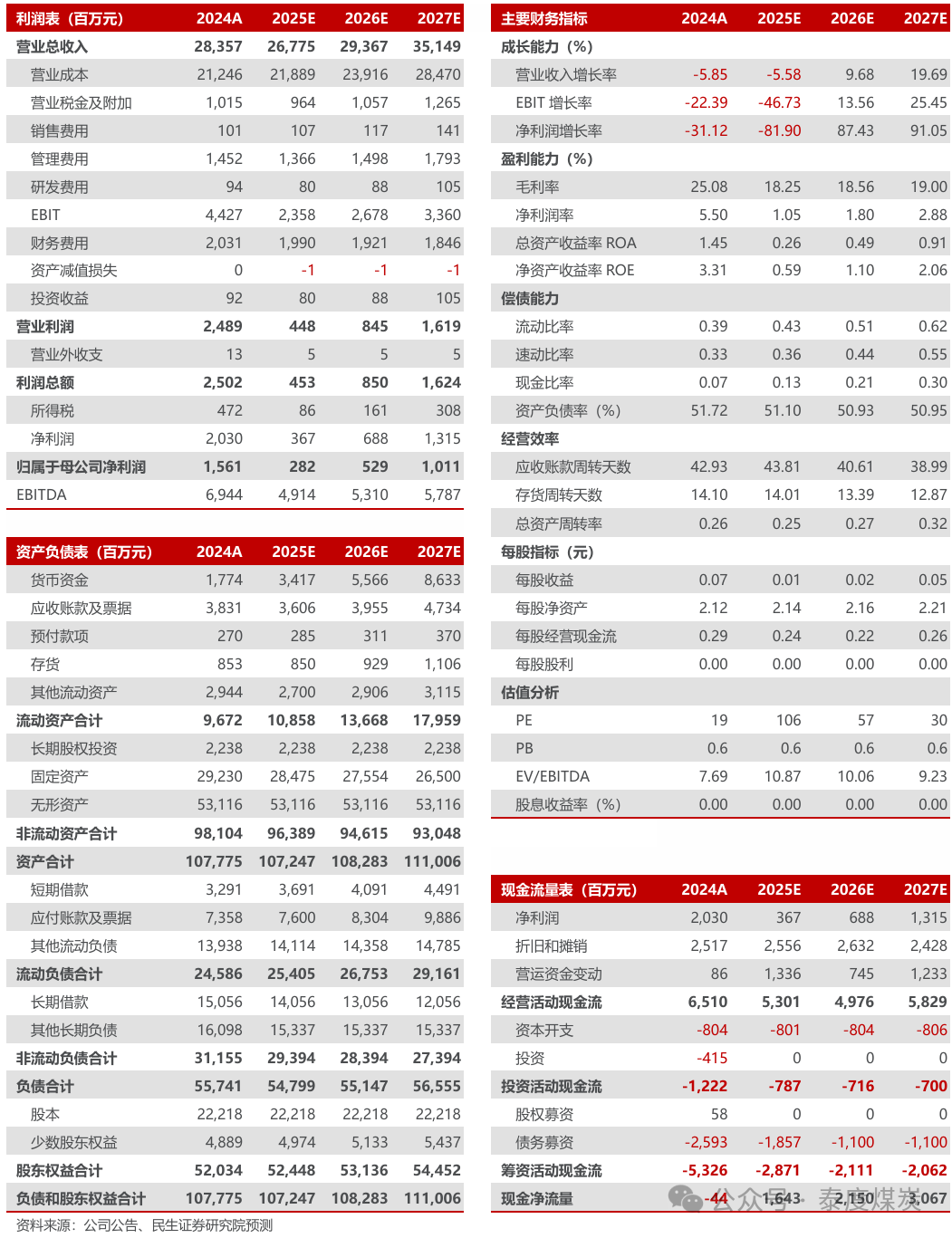 【民生能源】永泰能源2024年年报与2025年一季报点评：电力业务稳健运行，继续回购回报投资者  第2张