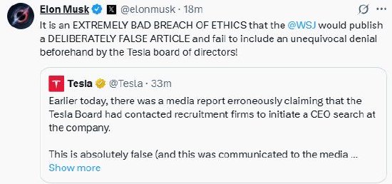 特斯拉要更换CEO?马斯克怒喷“假新闻” 第2张 特斯拉要更换CEO?马斯克怒喷“假新闻” 第2张