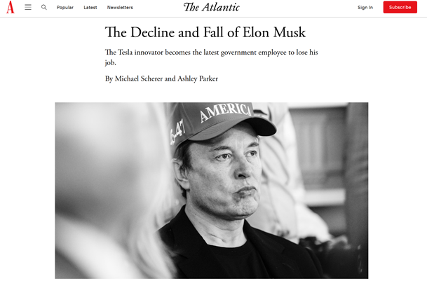 《大西洋月刊》爆马斯克逐渐衰落并淡出美政府,马斯克连发帖文展开攻势 第2张 《大西洋月刊》爆马斯克逐渐衰落并淡出美政府,马斯克连发帖文展开攻势 第2张