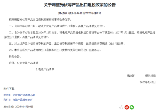 刚刚公告!财政部、税务总局:取消!光伏、电池,迎重磅新政! 第2张 刚刚公告!财政部、税务总局:取消!光伏、电池,迎重磅新政! 第2张